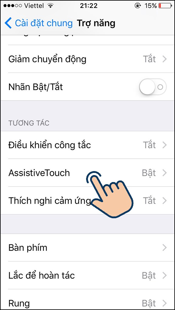  Bật AssistiveTouch