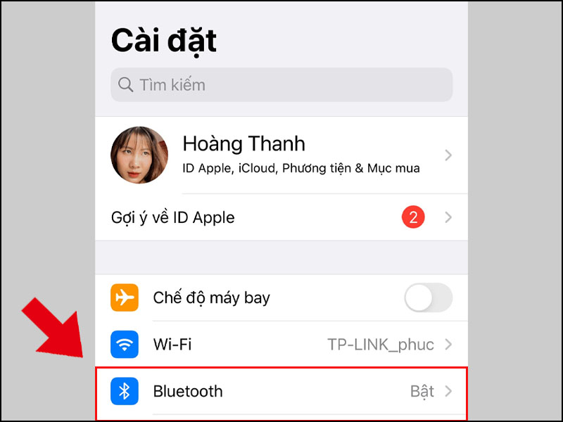 Mở Bluetooth trên iPhone